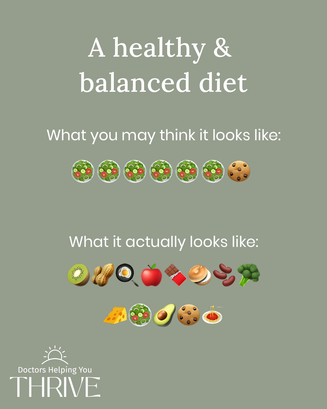 Healthy eating ≠ boring.
Healthy eating ≠ restrictive.
Healthy eating ≠ anxiety-inducing.

Let’s clear that up real quick. 👇
✅ It’s about giving your body enough food to actually thrive.
✅ It’s about variety—fruit, veggies, grains, and yes, the occasional cookie too.
✅ It’s about ditching guilt, not your favorite foods.

Healthy doesn’t mean perfect.
It means balanced, colourful, and satisfying.

Want gut- and hormone-friendly recipes that don’t taste like cardboard?

Grab our FREE Recipe eBook—created by a Functional MD + Holistic PT just for women like you. Link in bio!

#DoctorsHelpingYouThrive #HealthyMoms #WomensHealth #HealthyWomen #BalancedEating #NoMoreFoodRules #GutHealth #NutritionTips #HealthyEating #HealthyRecipes